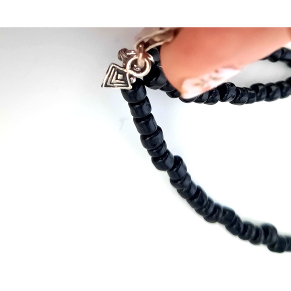 SILPADA 3 STRAND STERLING SILVER & BLACK GLASS SEED BEAD NECKLACE 15.5" + 2" Ext - Picture 6 of 6